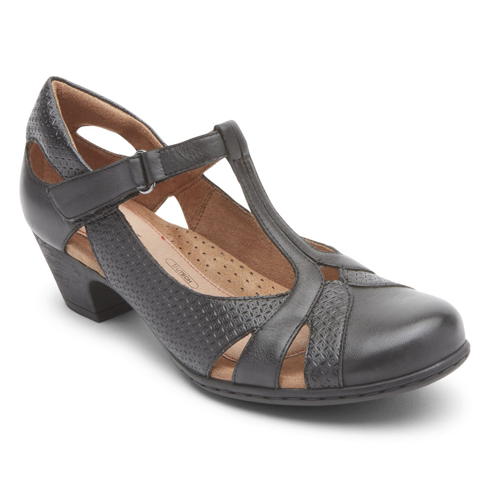 Rockport Singapore Womens Heels - Brynn T-Strap Black - UG6491387